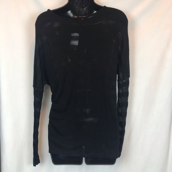 Chloe K Black Stripe Sheer Top - Picture 5 of 6